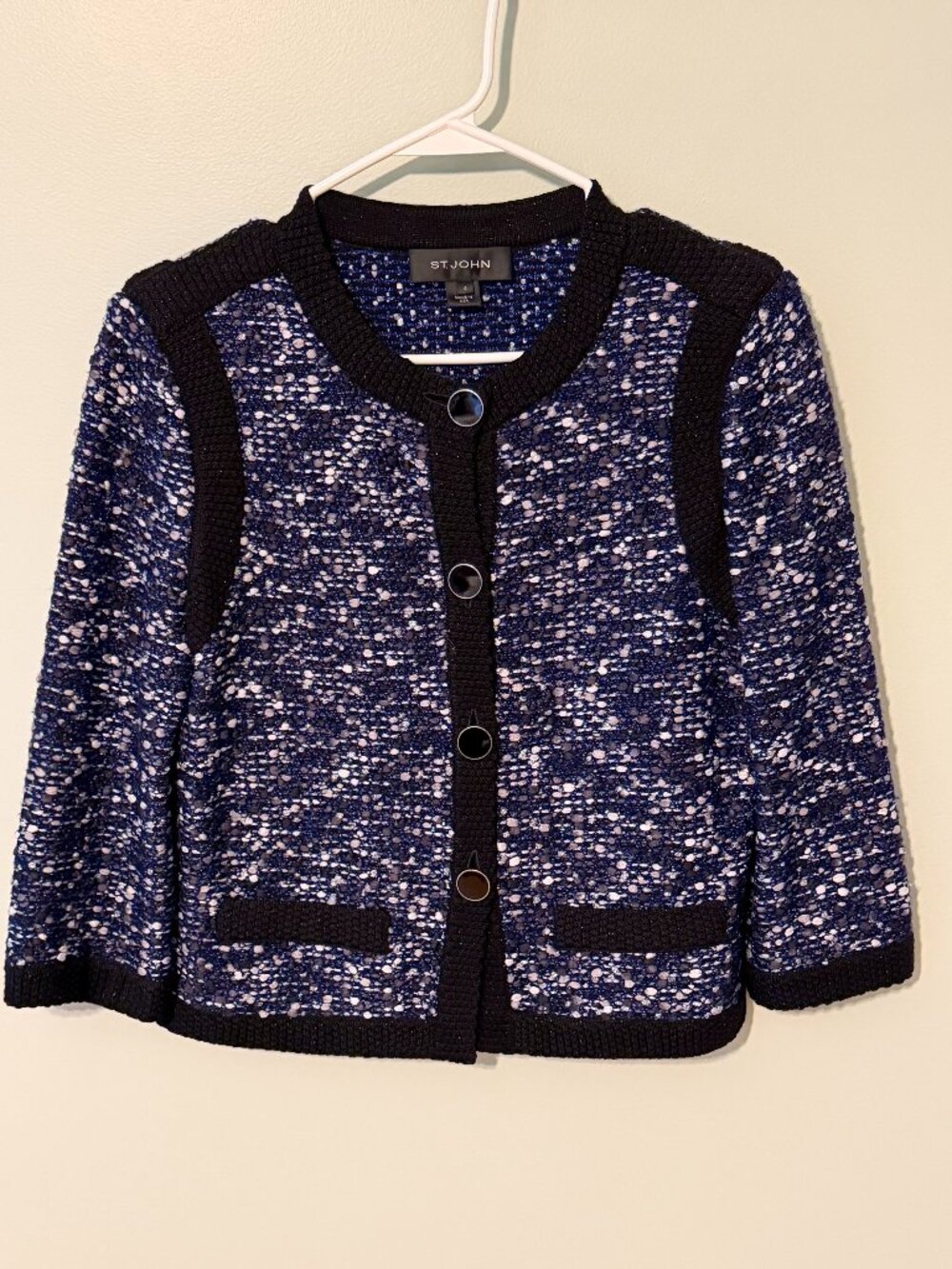 Navy with metallic thread St. John knit jacket